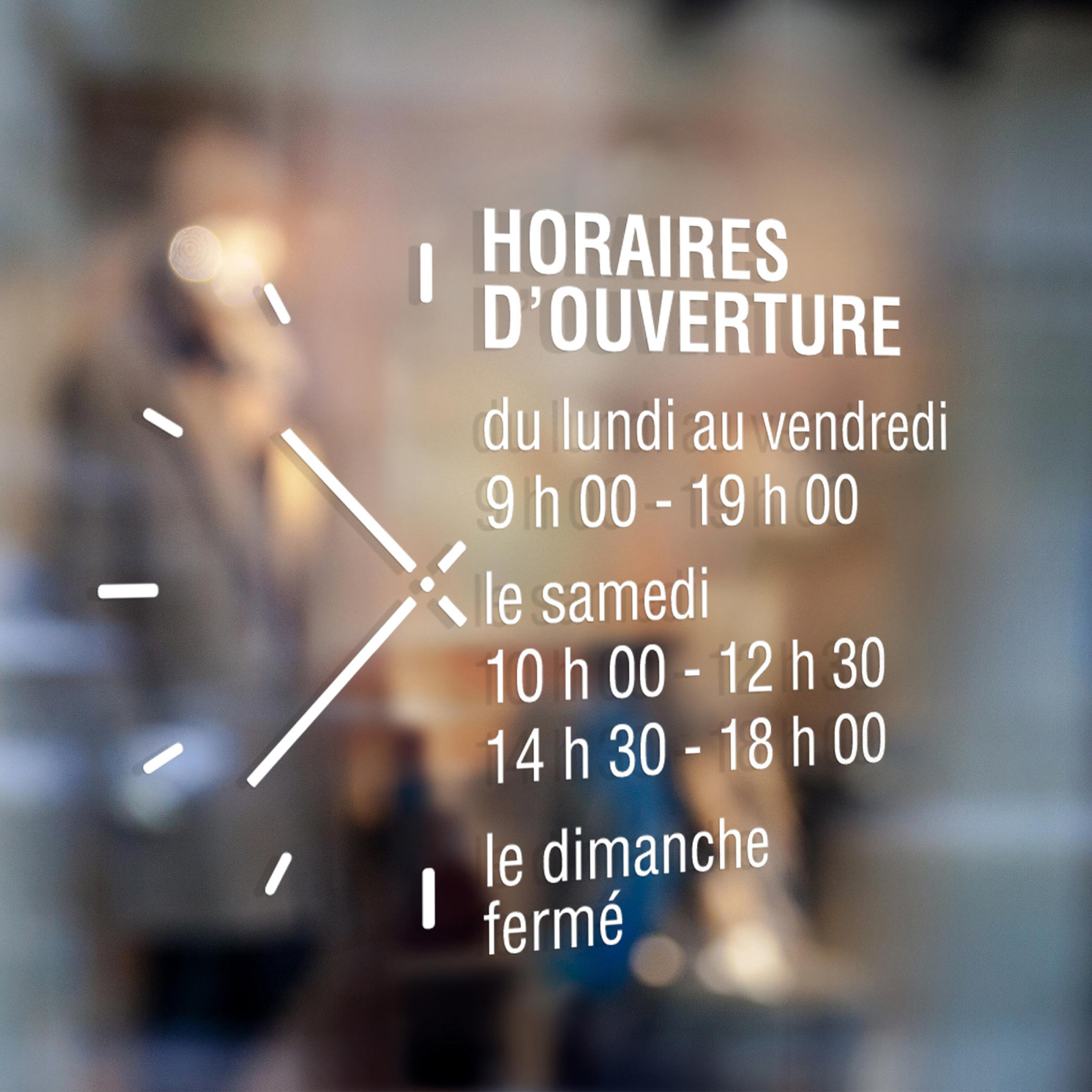 Création stickers vitrines horaires ouverture